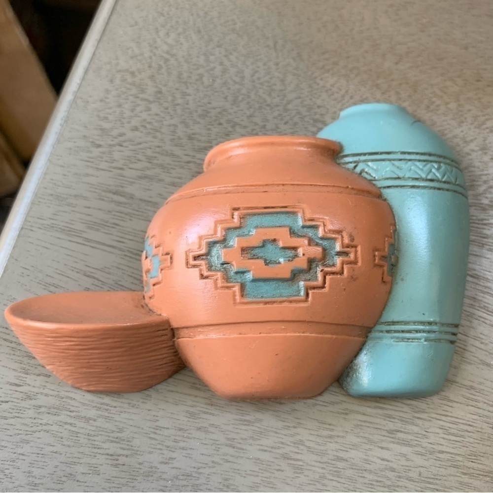 Aztec Southwestern Desert Vibe 3 Piece Vintage Melamine Wall Decor Real Planter - Picture 8 of 8